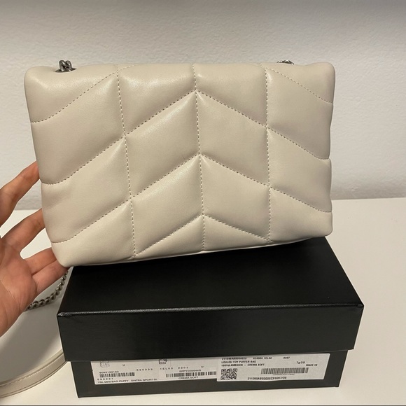 Saint Laurent White Loulou Puffer Mini Leather Bag - Picture 13 of 14